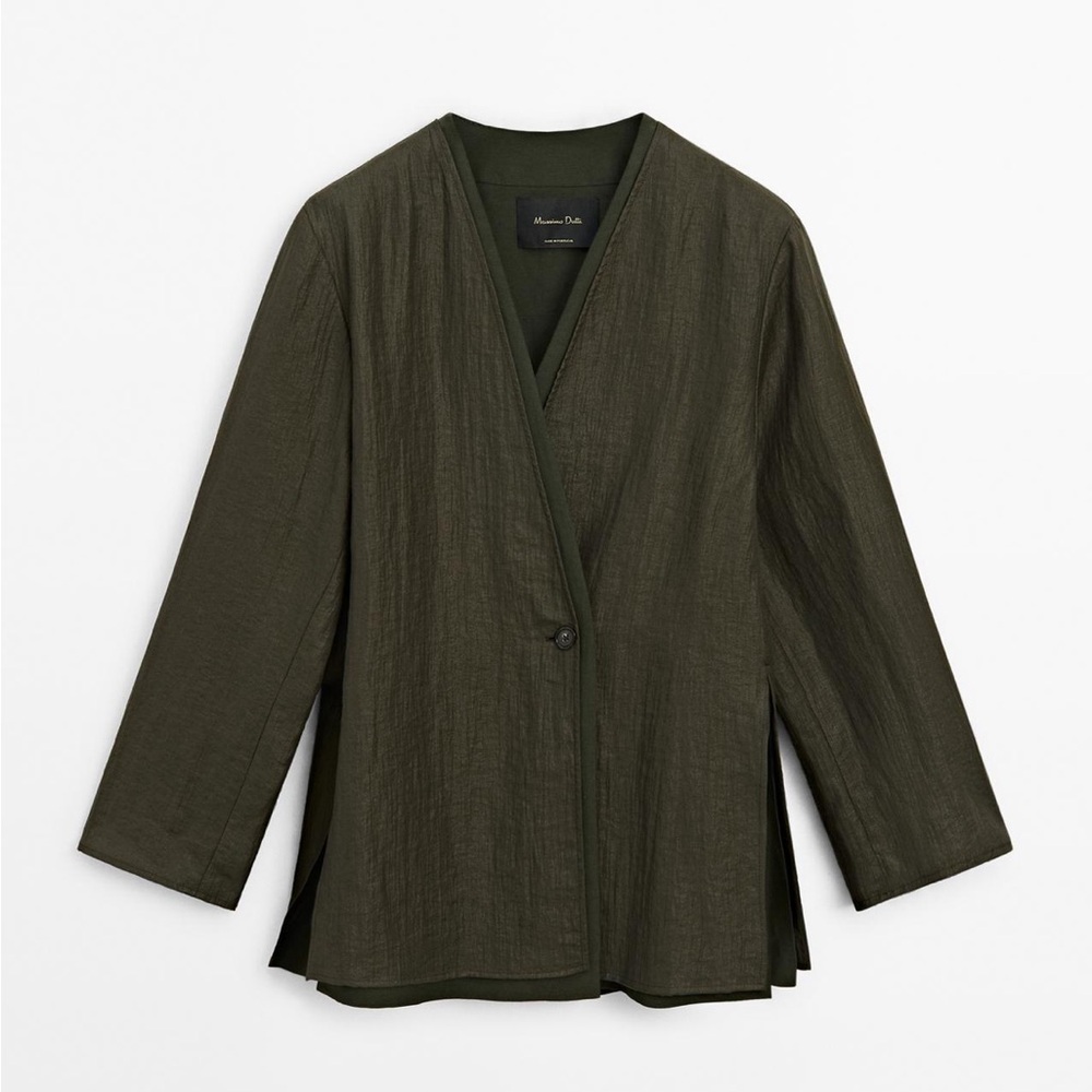 Massimo Dutti Olive Green Blazer